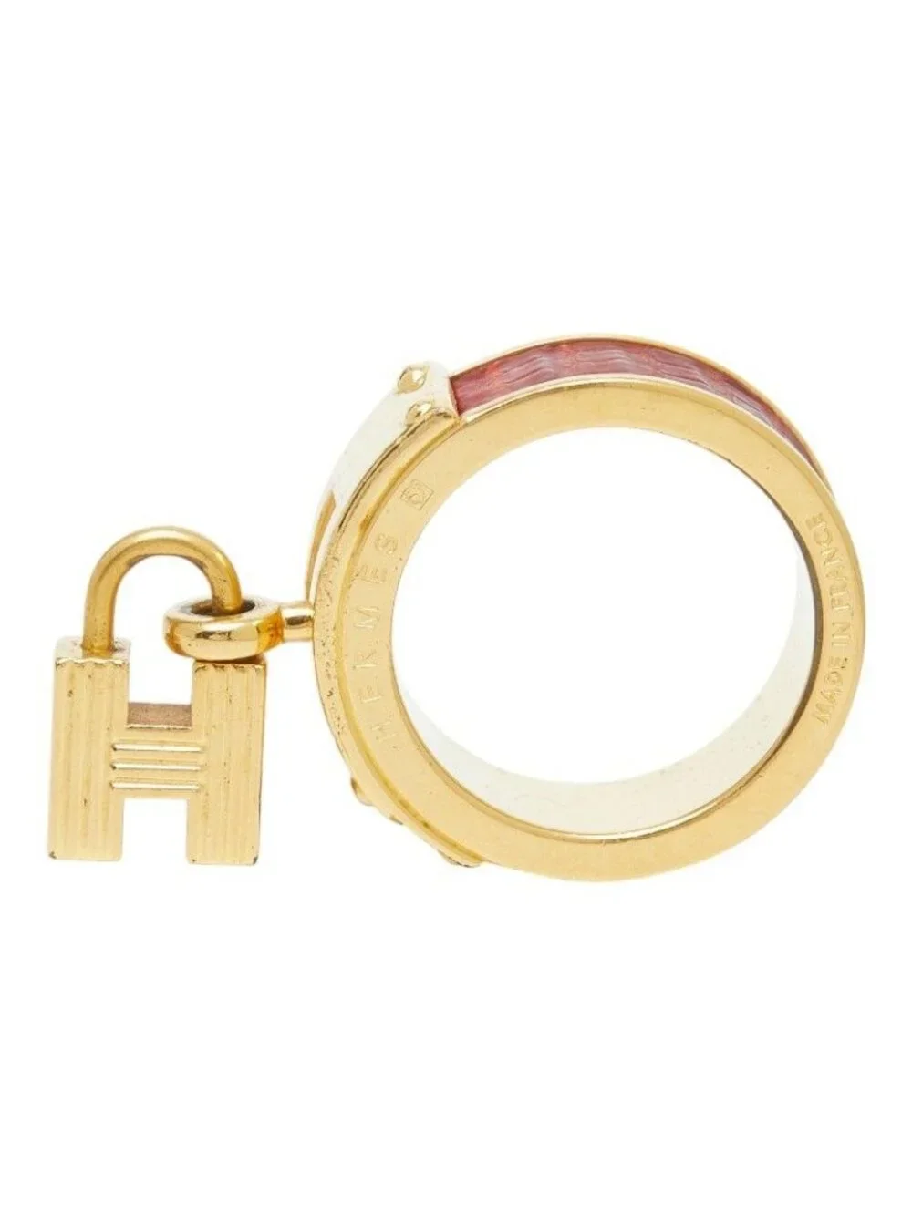 Hermes Kelly Scarf Ring Gold Plated Leather - Picture 5 of 6